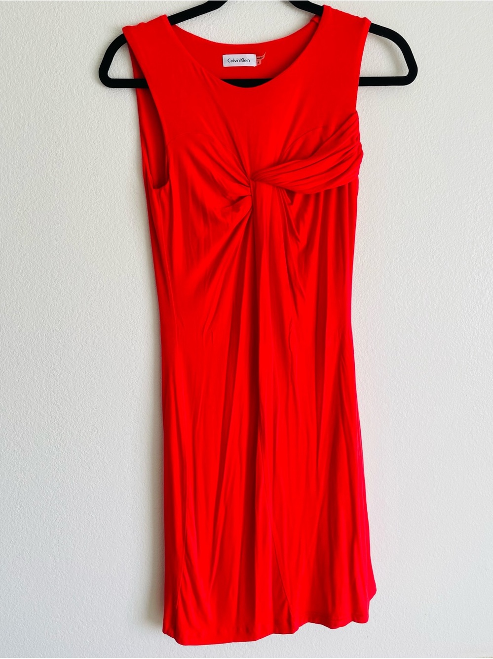 Calvin Klein Bright Red Knot-Front Sleeveless Dress